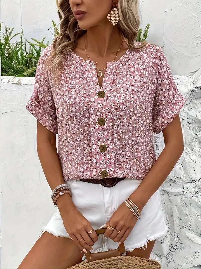 Wolena – Women’s Floral Button-Up Blouse