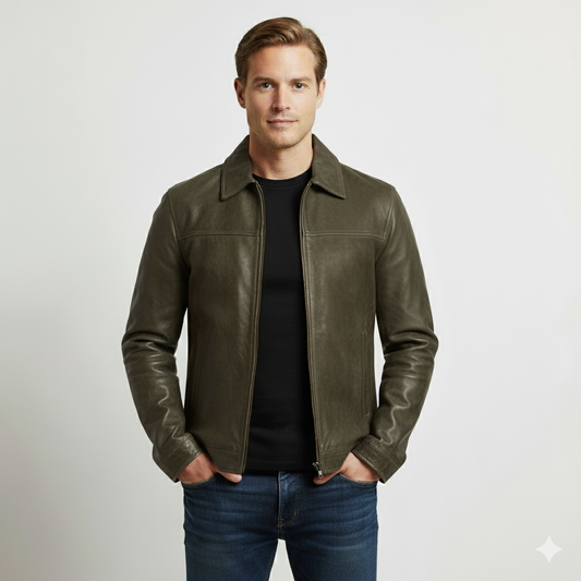 Jordan – Men’s Synthetic Leather Zipper Fall Jacket