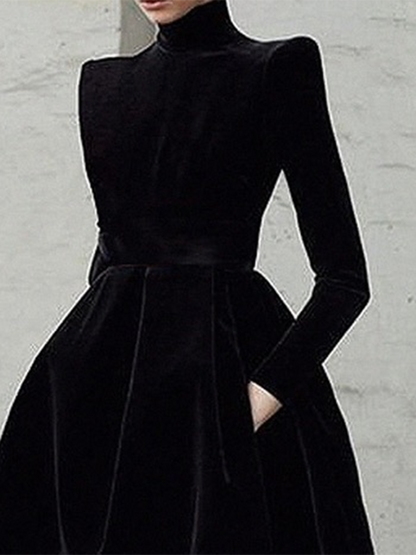 Noemi – Women’s High Neck Long Sleeve Midi Dress