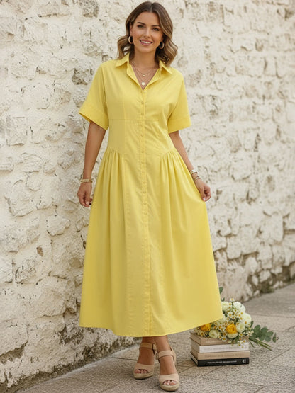 Clara – Women’s Button-Front Midi Shirt Dress