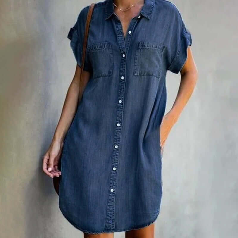 AMELINE™ - ELEGANT DENIM DRESS WITH TUMMY COVERAGE