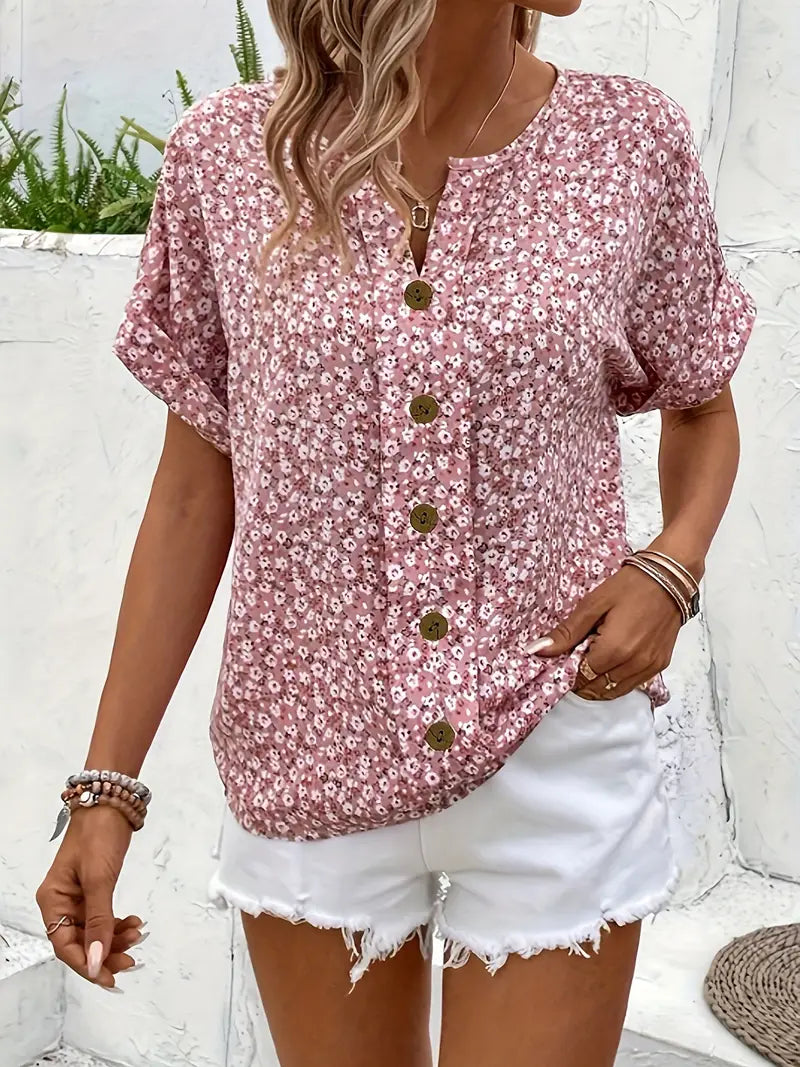 Wolena – Women’s Floral Button-Up Blouse