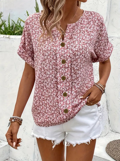 Wolena – Women’s Floral Button-Up Blouse