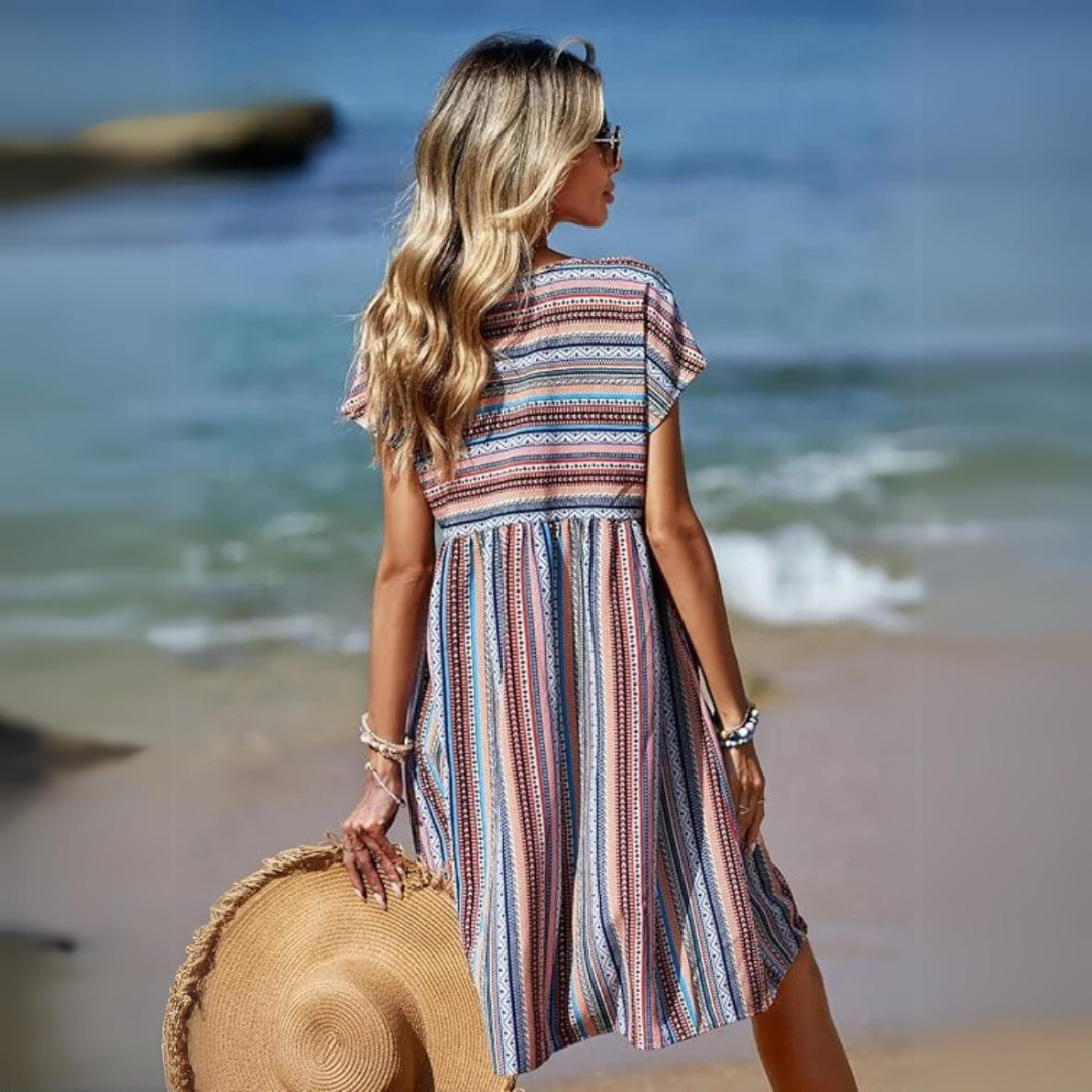 CIERA™ - STRIPED SUMMER TUMMY-COVERING DRESS