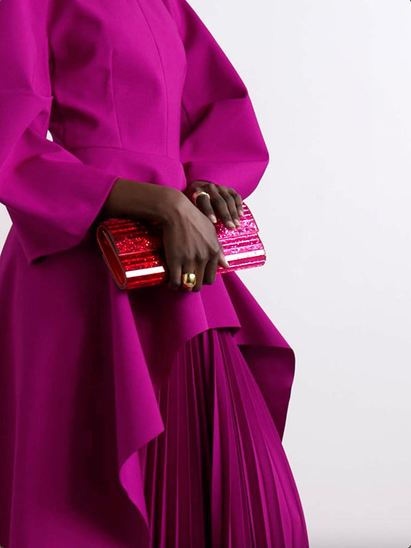 Amara – Women’s Long Sleeve Pleated Maxi Dress