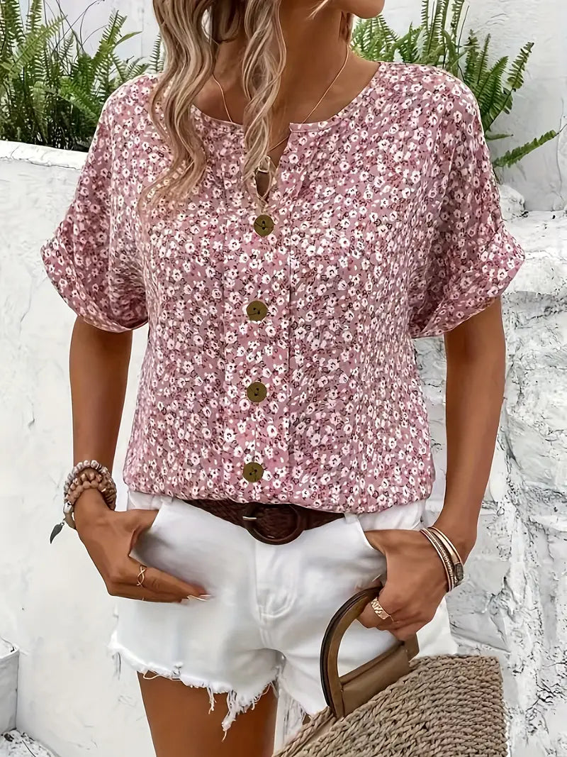 Wolena – Women’s Floral Button-Up Blouse