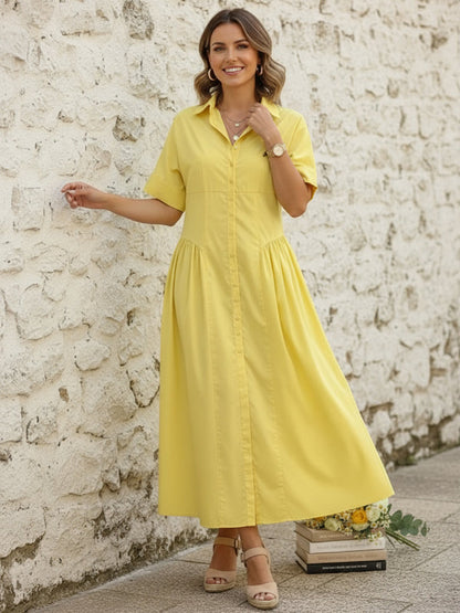 Clara – Women’s Button-Front Midi Shirt Dress