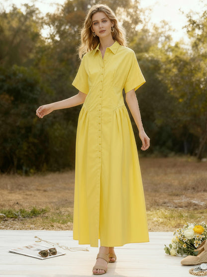 Clara – Women’s Button-Front Midi Shirt Dress