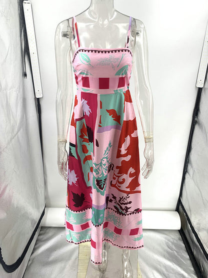 Alina – Women’s Printed Pleated Midi Slip Dress