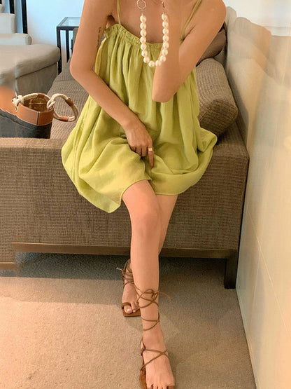 Sofia – Women’s Pleated Spaghetti Strap Slip Dress