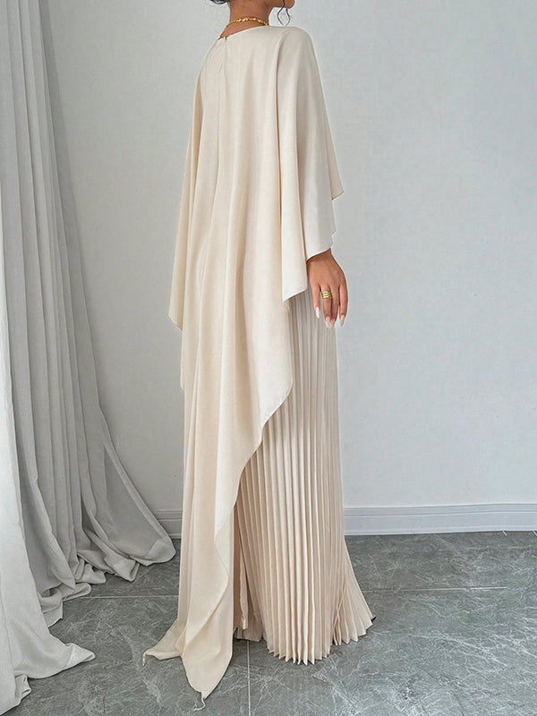 Lucia – Women’s Cape High-Low Pleated Maxi Dress