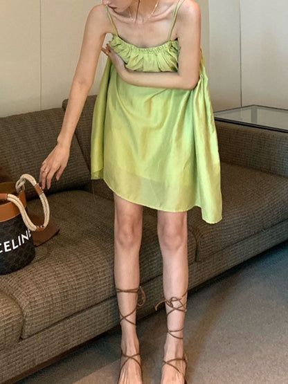 Sofia – Women’s Pleated Spaghetti Strap Slip Dress