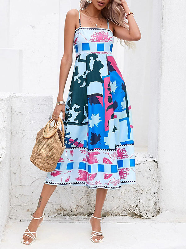 Alina – Women’s Printed Pleated Midi Slip Dress