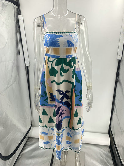 Alina – Women’s Printed Pleated Midi Slip Dress