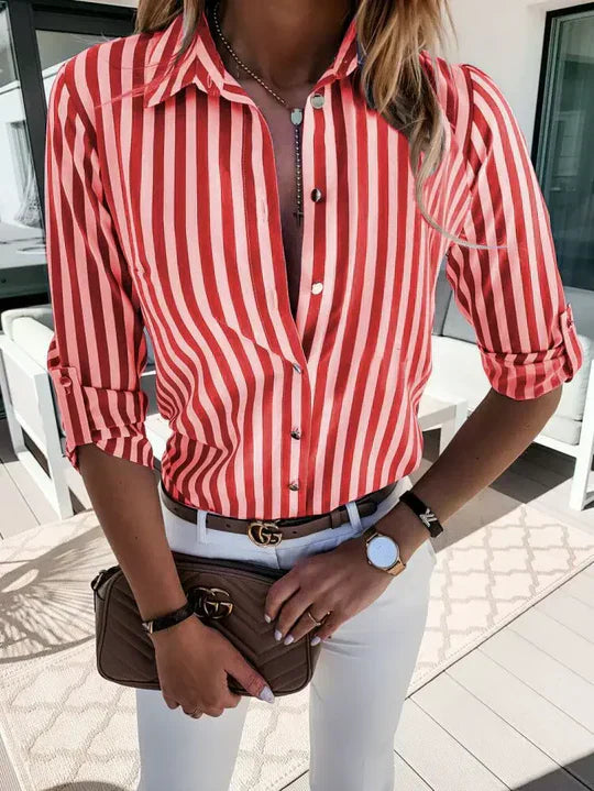Delilah – Women’s Chic Striped Shirt Blouse
