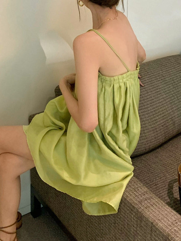 Sofia – Women’s Pleated Spaghetti Strap Slip Dress