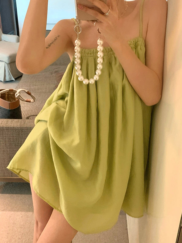 Sofia – Women’s Pleated Spaghetti Strap Slip Dress