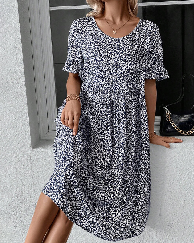 ISA™ - ELEGANT FLORAL MIDI DRESS