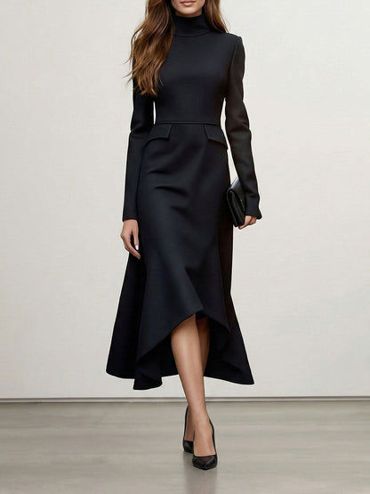 Vivienne – Women’s High Neck Long Sleeve Midi Dress