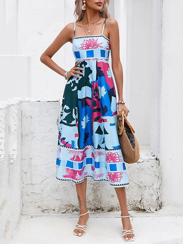 Alina – Women’s Printed Pleated Midi Slip Dress