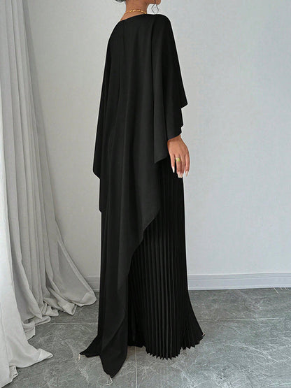 Lucia – Women’s Cape High-Low Pleated Maxi Dress