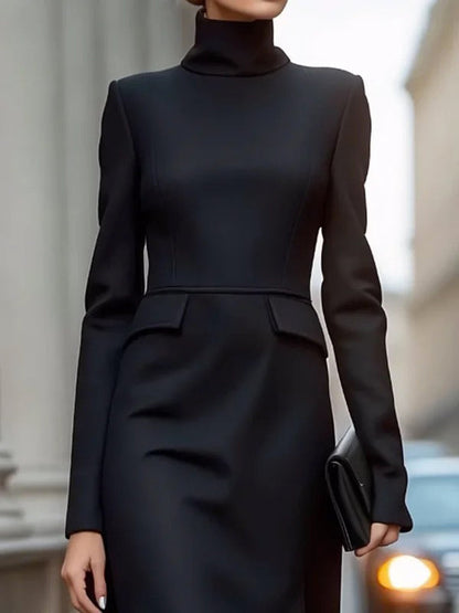 Vivienne – Women’s High Neck Long Sleeve Midi Dress