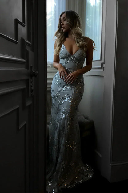 Celina – Women’s Floor-Length Sequin Slip Dress